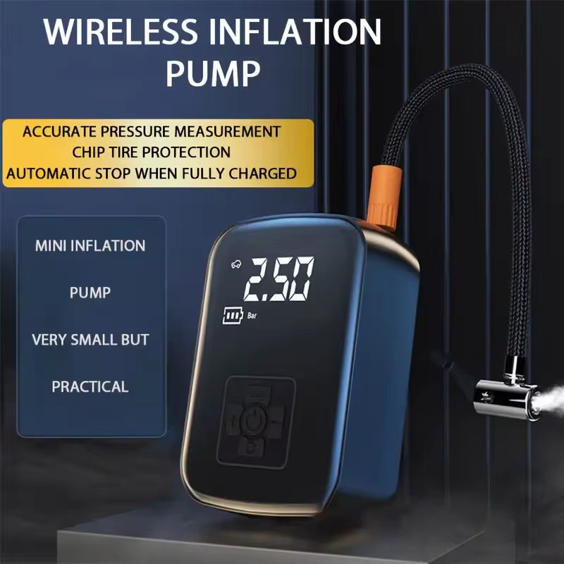 Wireless Car Air Compressor - Electric Tire Inflator for Motorcycles, Bicycles, Boats, and Inflatable Balls