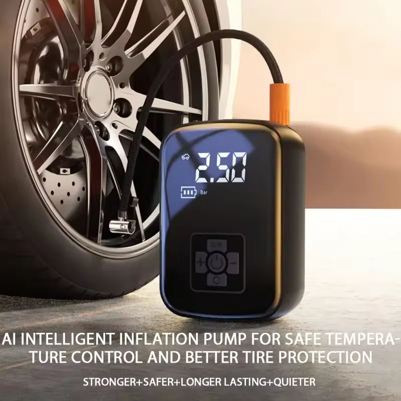 Wireless Car Air Compressor - Electric Tire Inflator for Motorcycles, Bicycles, Boats, and Inflatable Balls